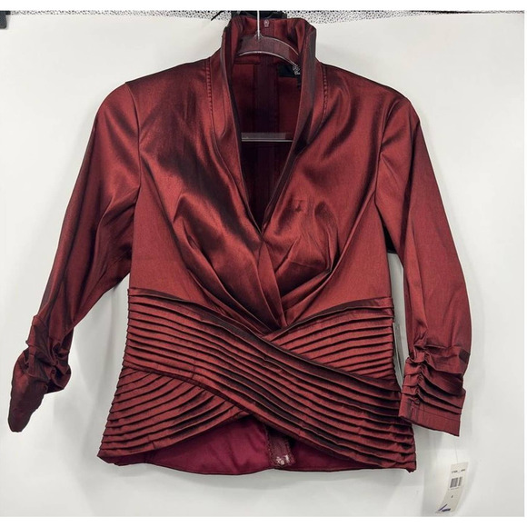 Tadashi Collection Formal Evening‎ Blouse Ruby Red 3/4 Sleeve Size 6 New - Picture 1 of 7